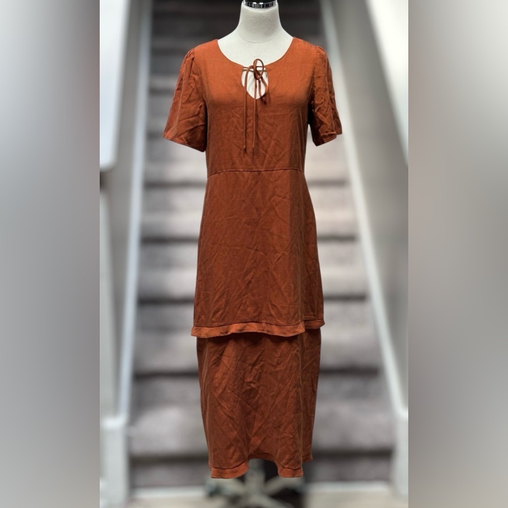 NEW VETTA Capsule The House Dress Haven in Terracotta Sustainable Boho Women’s S
